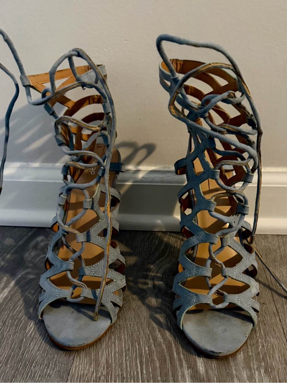 Aldo Powder Blue Lace-Up Strappy Gladiator Heels